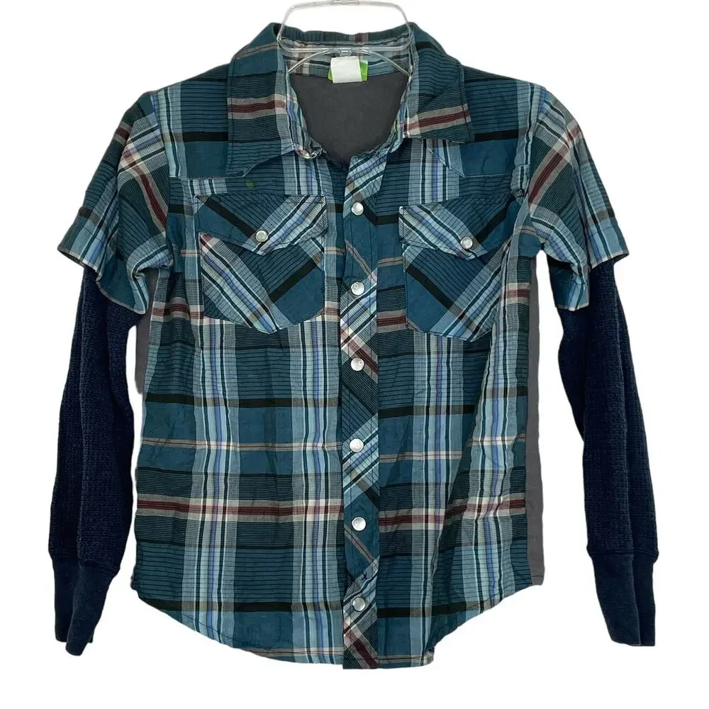 Recycled Lola & James Bon Jovi boy's layered shirt/plaid boys size 7 yrs.